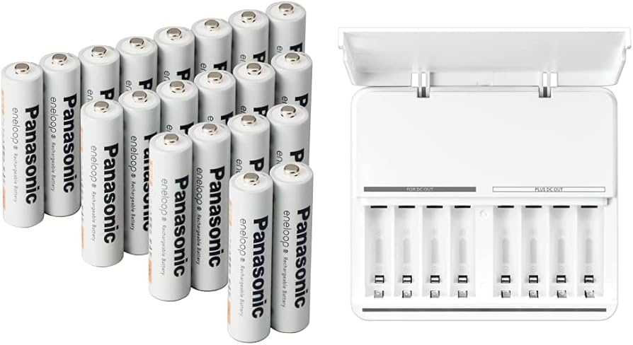 【セット買い】【Amazon.co.jp限定】パナソニック エネループ スタンダードモデル [最小容量750mAh/繰り返し2100回] 日本製  単4形充電池 20本パック BK-4MCC/20SA & 8本急速充電器 モバイルバッテリー機能(スマホ充電可)